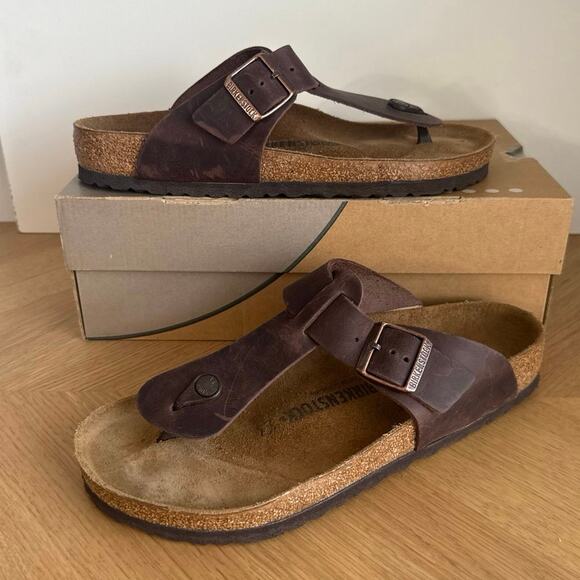 Birkenstock Gizeh Oil Leather ‘Brown’ Men Thong Sandal - SZ 10